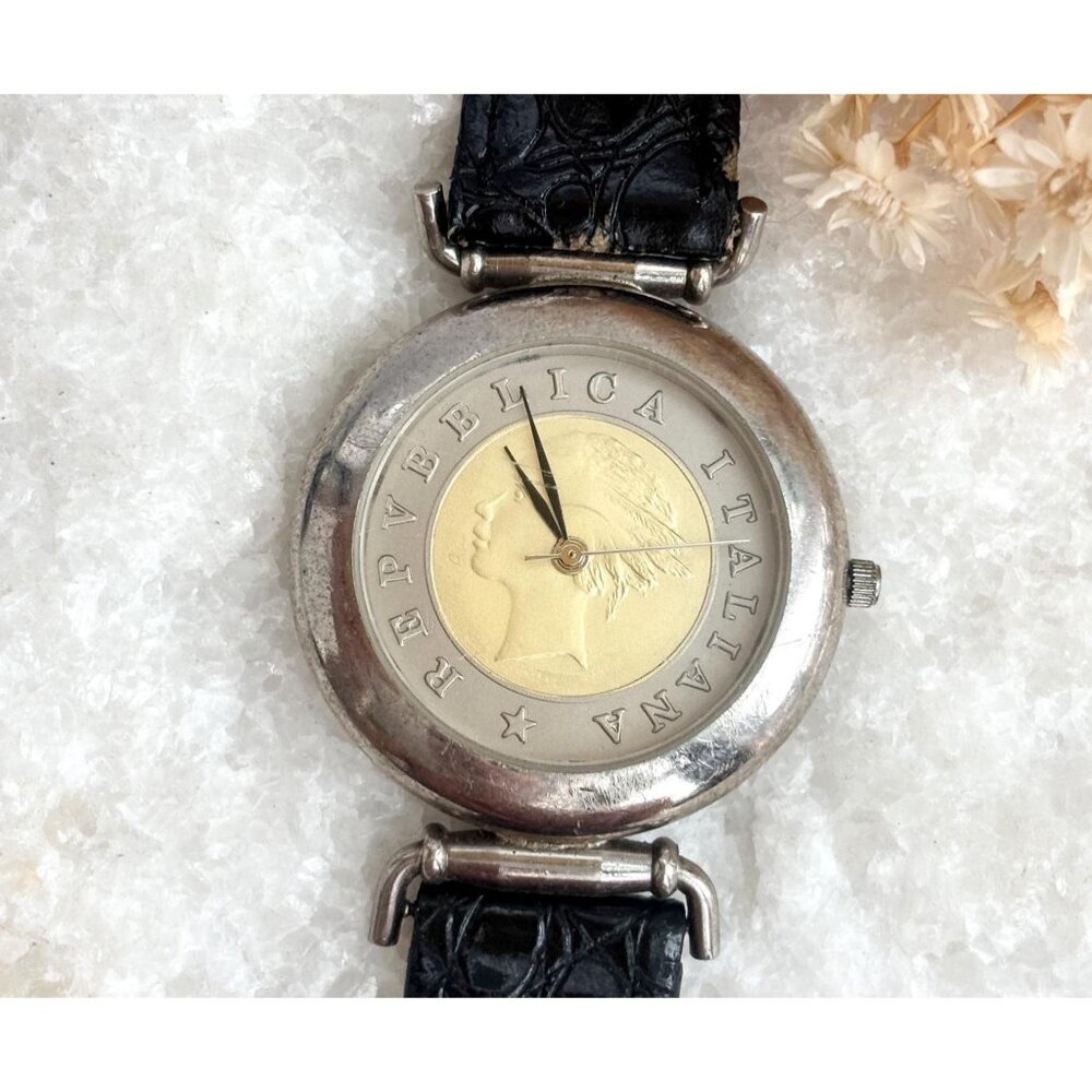 Republica Italiana Gold Coin Becora Vintage Women's Wristwatch - 25mm - WORKS! - Picture 1 of 12